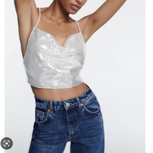 Zara shimmery backless top. Worn once, perfect condition!